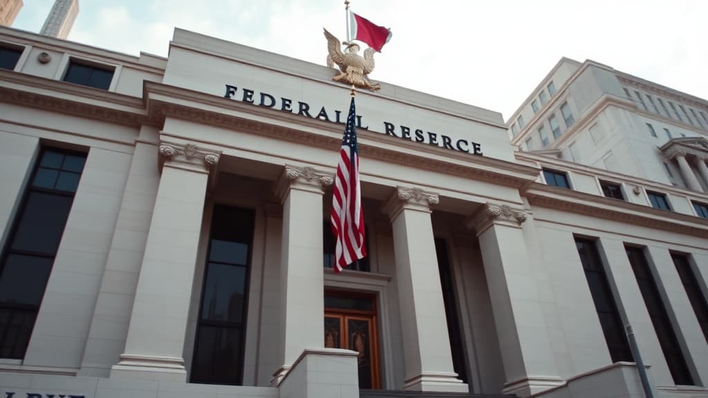 Federal Reserve building exterior with American flag, representing monetary policy decisions affecting housing markets